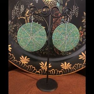 Green/Gold Beaded Earrings